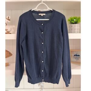 Liz Claiborne Navy Blue Button Front Cardigan - Size Large